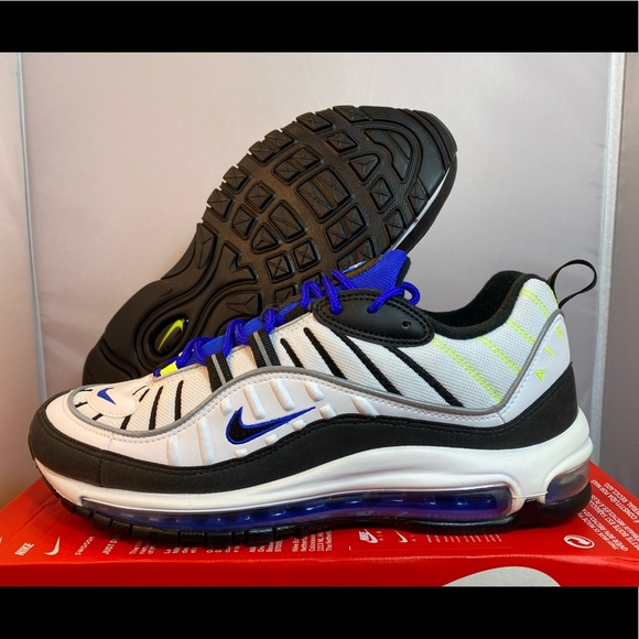 Nike Shoes Nike Air Max 98 White Black Racer Blue Volt Poshmark Nike Shoes Nike Air Max 98 White Black Racer Blue Volt Poshmark
